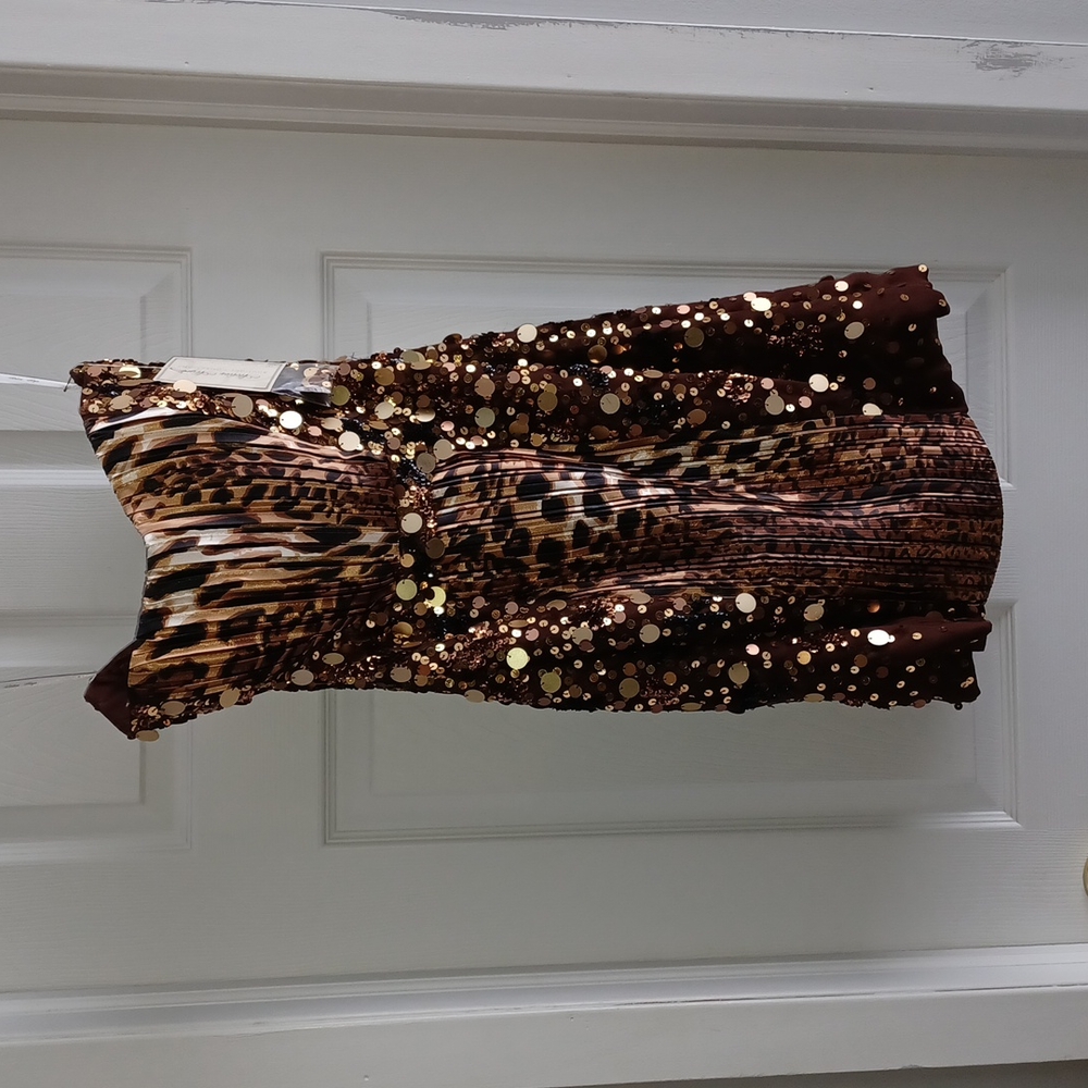 Gold and brown sequined short party dress size 8